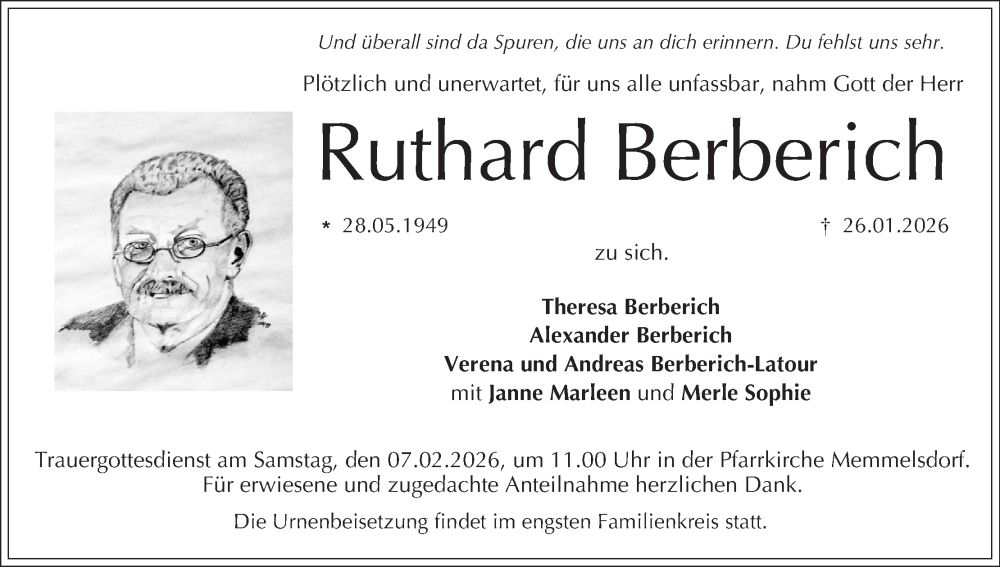 Traueranzeige Ruthard Berberich
